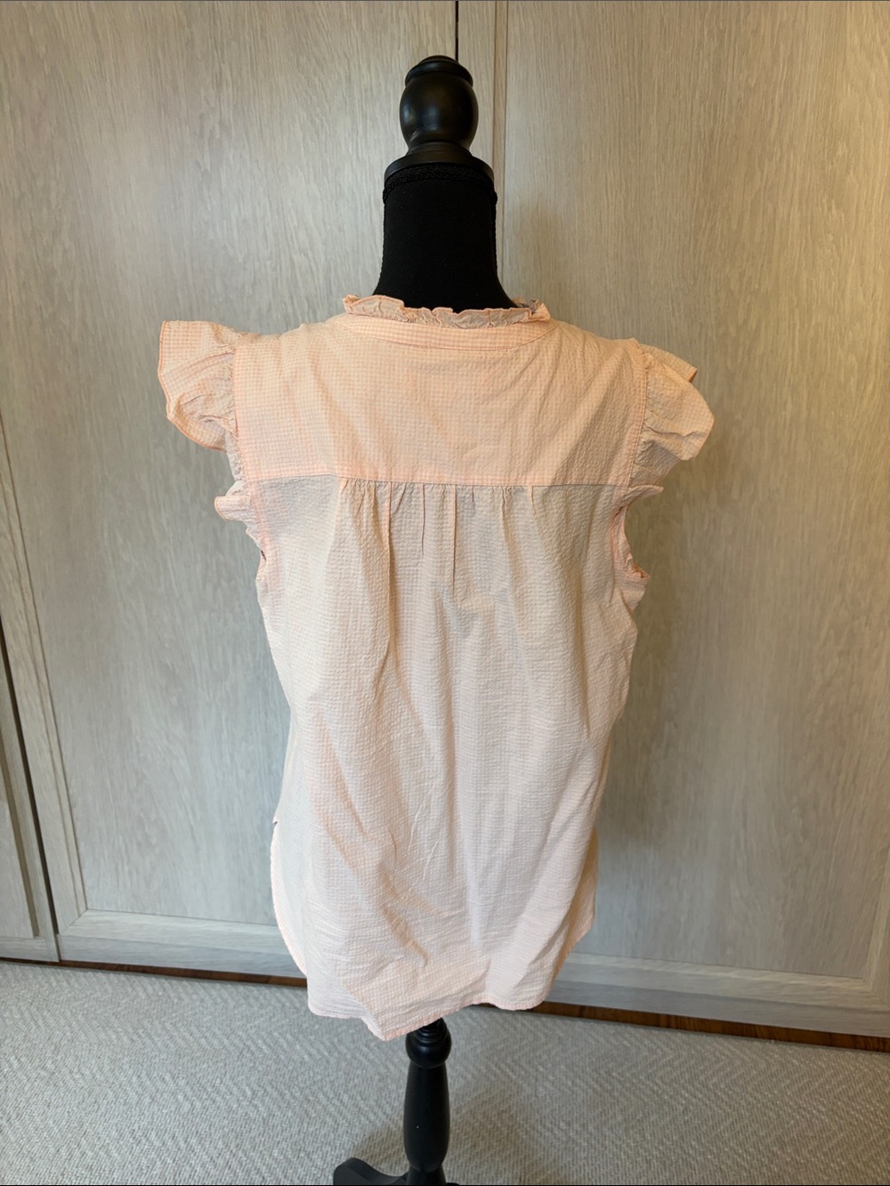 LOFT Peach Ruffle Cap-Sleeve Button Front Blouse - Picture 3 of 3